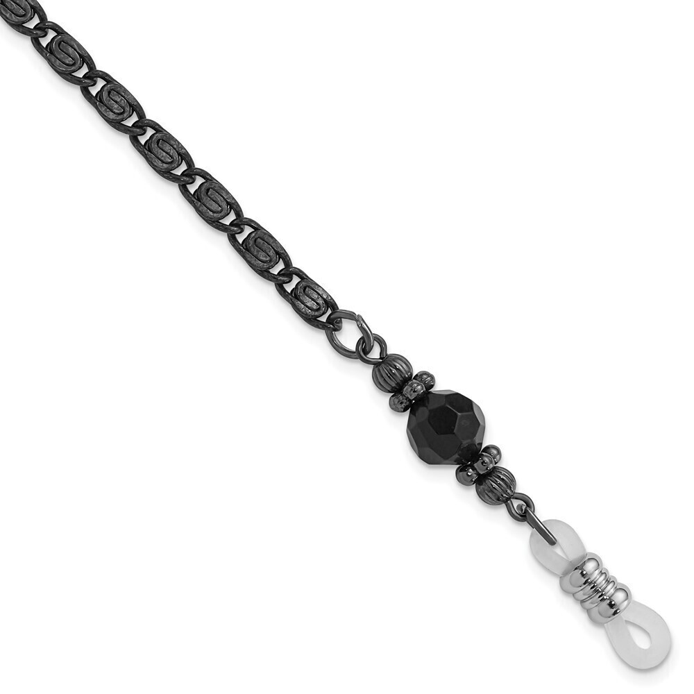 1928 Black-plated Black Faceted Crystal Bead Eyewear Holder 30 inch Chain